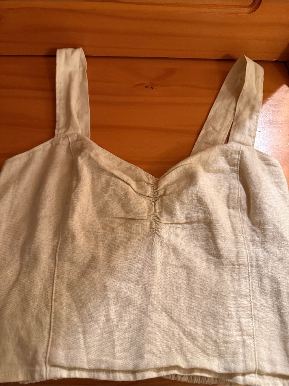Abercrombie & Fitch Cream Linen-Cotton Square-Neck Camisole